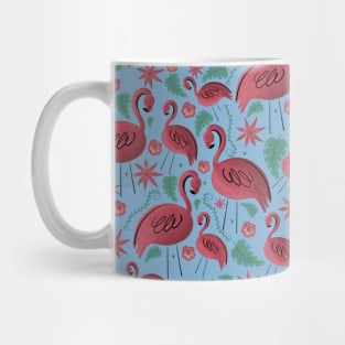 Flamazing day flamingos pattern blue background Mug